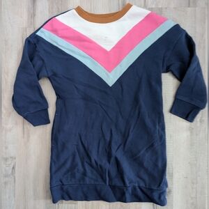 Mini Boden Multicolor Chevron Sweatshirt Dress, 6-7Y (Z5)